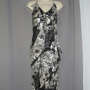 Nina Austin Black Spaghetti Strap Beaded Asymetric
